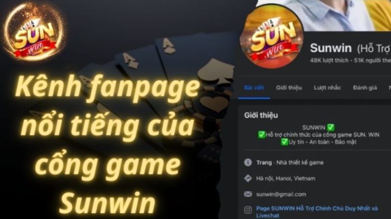 Kênh fanpage nổi tiếng của cổng game Sunwin